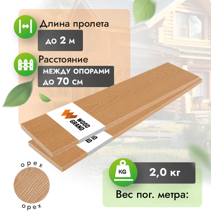 Заборная доска 120x12 мм «Орех» - 